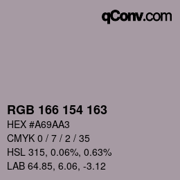 Color code: RGB 166 154 163 | qconv.com