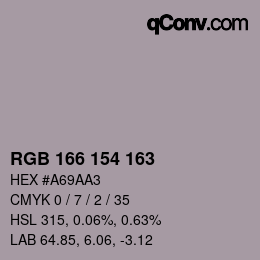 カラーコード: RGB 166 154 163 | qconv.com