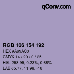カラーコード: RGB 166 154 192 | qconv.com