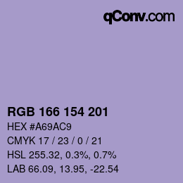 颜色代码: RGB 166 154 201 | qconv.com