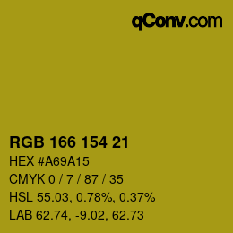 Color code: RGB 166 154 21 | qconv.com