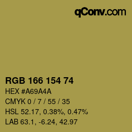 Color code: RGB 166 154 74 | qconv.com