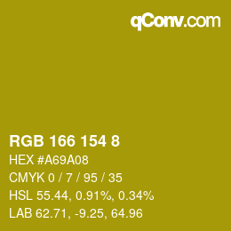 Color code: RGB 166 154 8 | qconv.com