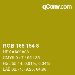 Color code: RGB 166 154 8 | qconv.com