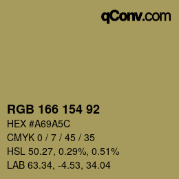 カラーコード: RGB 166 154 92 | qconv.com
