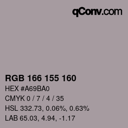 カラーコード: RGB 166 155 160 | qconv.com