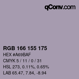Color code: RGB 166 155 175 | qconv.com