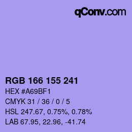 Color code: RGB 166 155 241 | qconv.com