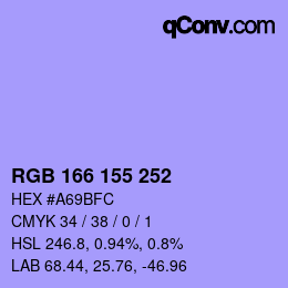 カラーコード: RGB 166 155 252 | qconv.com