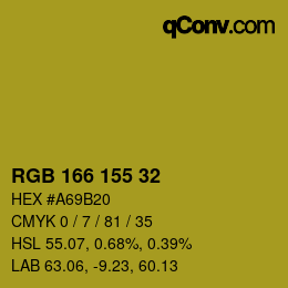 Color code: RGB 166 155 32 | qconv.com