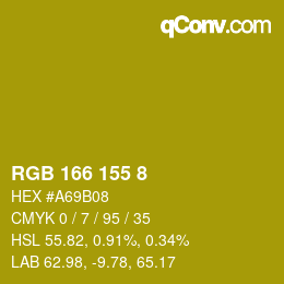 颜色代码: RGB 166 155 8 | qconv.com