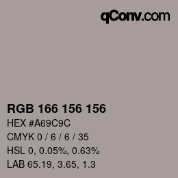 颜色代码: RGB 166 156 156 | qconv.com