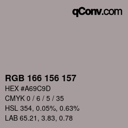 Color code: RGB 166 156 157 | qconv.com