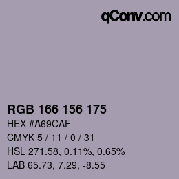 カラーコード: RGB 166 156 175 | qconv.com