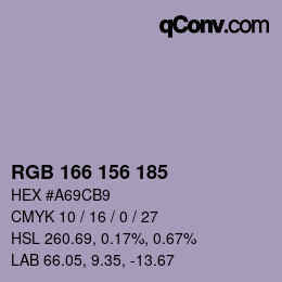 Color code: RGB 166 156 185 | qconv.com