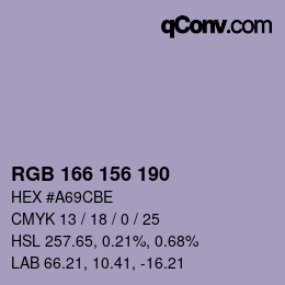 Color code: RGB 166 156 190 | qconv.com