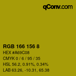 カラーコード: RGB 166 156 8 | qconv.com