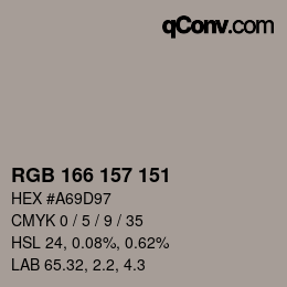 Código de color: RGB 166 157 151 | qconv.com
