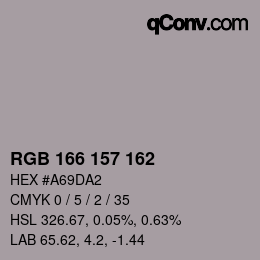颜色代码: RGB 166 157 162 | qconv.com