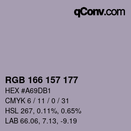 颜色代码: RGB 166 157 177 | qconv.com