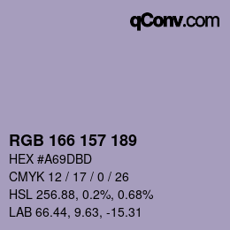 Color code: RGB 166 157 189 | qconv.com