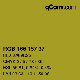 Color code: RGB 166 157 37 | qconv.com