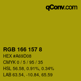 Color code: RGB 166 157 8 | qconv.com