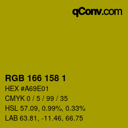 Color code: RGB 166 158 1 | qconv.com