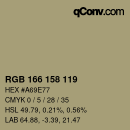 颜色代码: RGB 166 158 119 | qconv.com