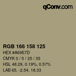 颜色代码: RGB 166 158 125 | qconv.com