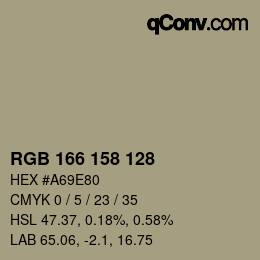 颜色代码: RGB 166 158 128 | qconv.com
