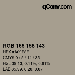 カラーコード: RGB 166 158 143 | qconv.com