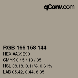 カラーコード: RGB 166 158 144 | qconv.com