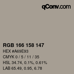 Color code: RGB 166 158 147 | qconv.com