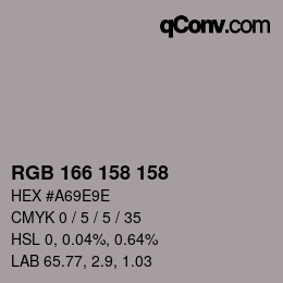 颜色代码: RGB 166 158 158 | qconv.com