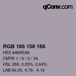 カラーコード: RGB 166 158 168 | qconv.com