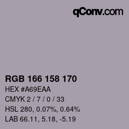 颜色代码: RGB 166 158 170 | qconv.com