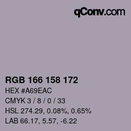 颜色代码: RGB 166 158 172 | qconv.com
