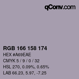 颜色代码: RGB 166 158 174 | qconv.com