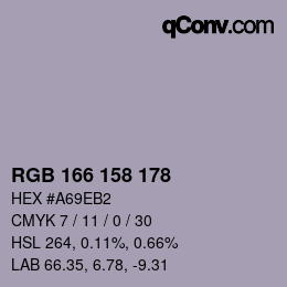 カラーコード: RGB 166 158 178 | qconv.com