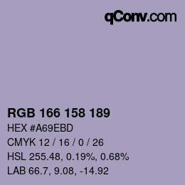 カラーコード: RGB 166 158 189 | qconv.com
