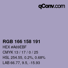 颜色代码: RGB 166 158 191 | qconv.com