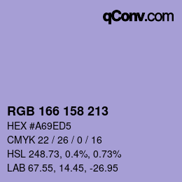 カラーコード: RGB 166 158 213 | qconv.com