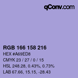 Color code: RGB 166 158 216 | qconv.com