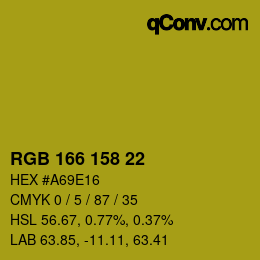 Color code: RGB 166 158 22 | qconv.com