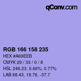 Color code: RGB 166 158 235 | qconv.com