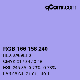 颜色代码: RGB 166 158 240 | qconv.com