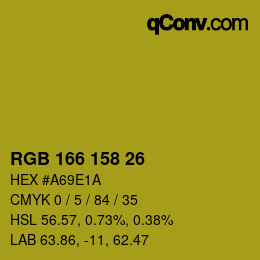 カラーコード: RGB 166 158 26 | qconv.com