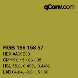 Color code: RGB 166 158 57 | qconv.com