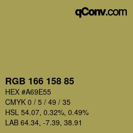 颜色代码: RGB 166 158 85 | qconv.com